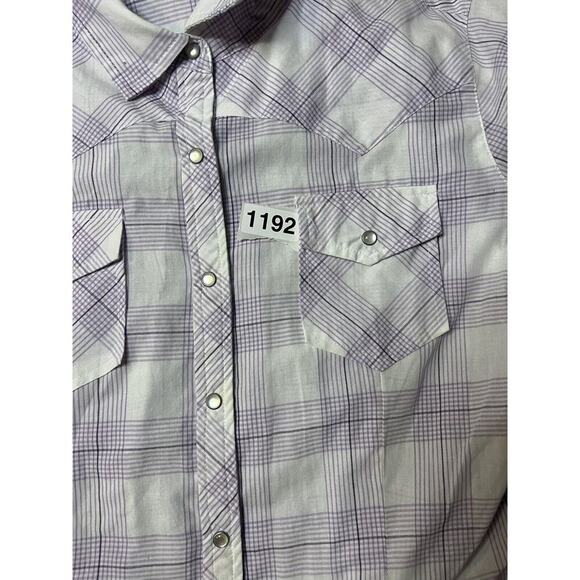 Bit & Bridle Womens XL Purple Plaid Pearl‎ Snap Shirt - Picture 4 of 4
